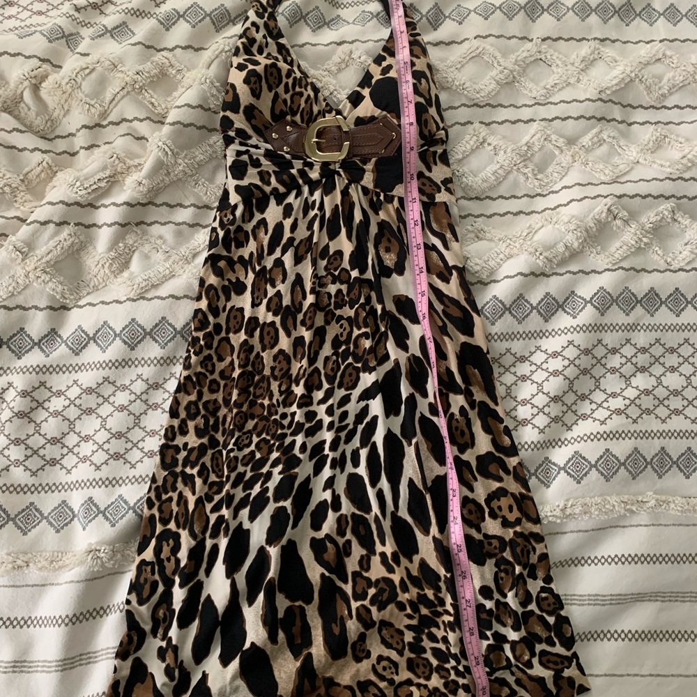Y2k Cache Leopard Print Halter Dress Xs - image 8